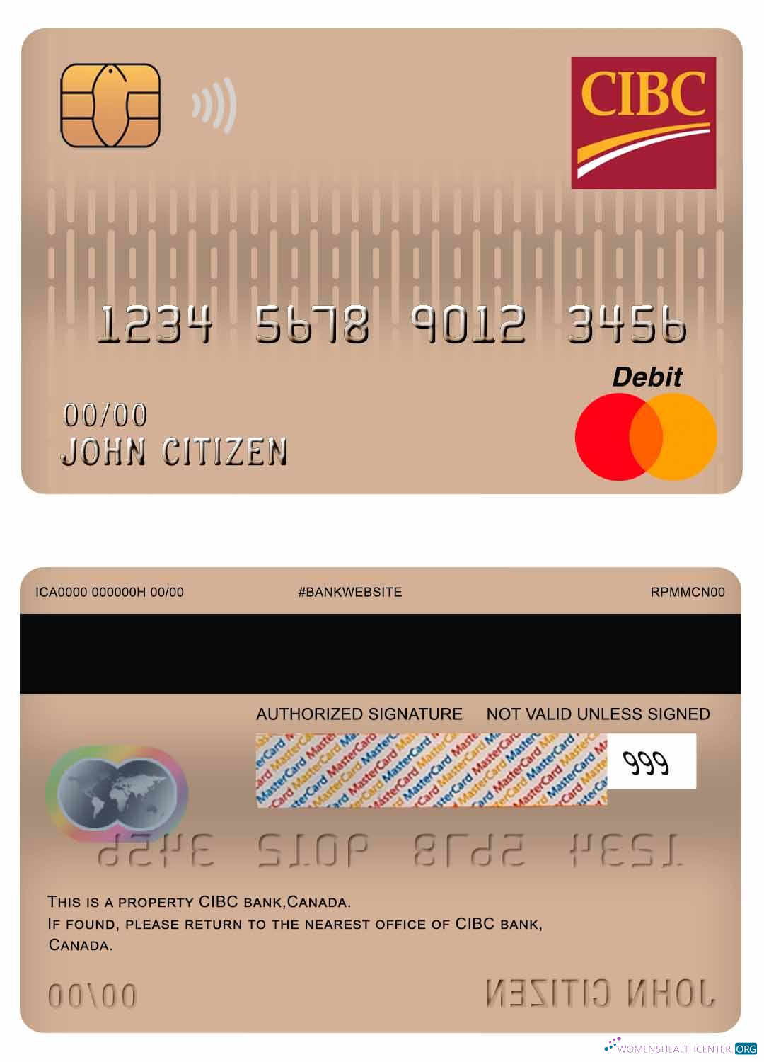 Download Canada CIBC Bank mastercard debit card Photoshop template